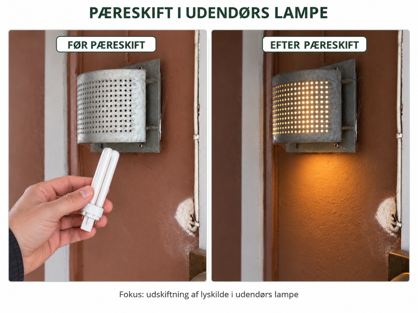 Pæreskift i udendørs lampe